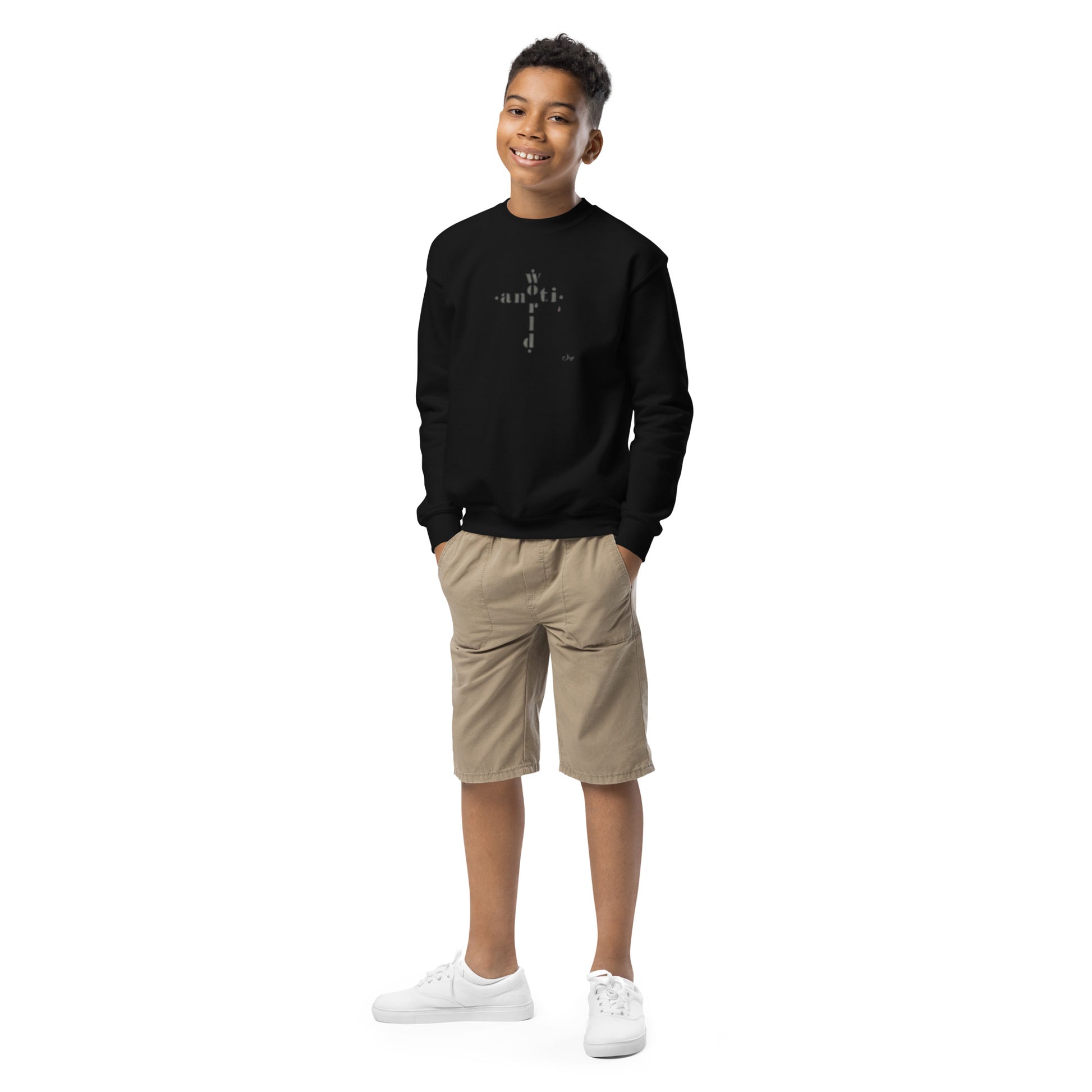 DeAndre Ivory Anti-world Christian TeeYouth crewneck sweatshirt